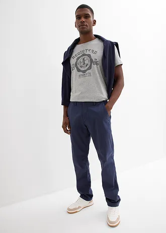 Spodnie chinosy z czystego lnu, regular fit, prosta nogawka • granatowy • sklep bonprix