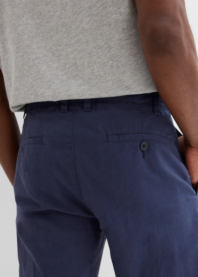 Regular fit linnen chino met comfortband, straight • donkerblauw • product-page.page-title-suffix