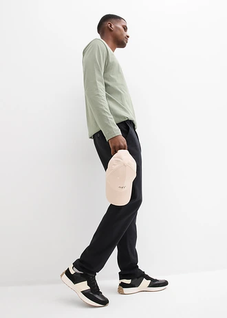 Pantalon chino regular en lin mélangé, droit • noir • Boutique bonprix