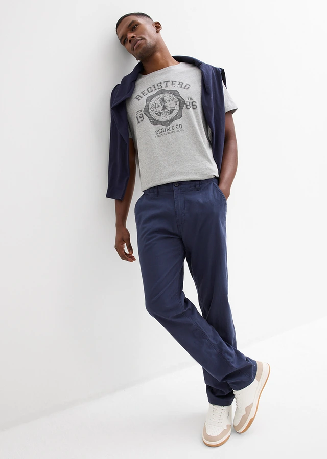 Pantalon chino regular en lin mélangé, droit • bleu foncé • product-page.page-title-suffix