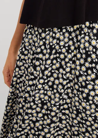 Jersey jurk van een soepele viscose-elastanmix • zwart gebloemd • bonprix online shop