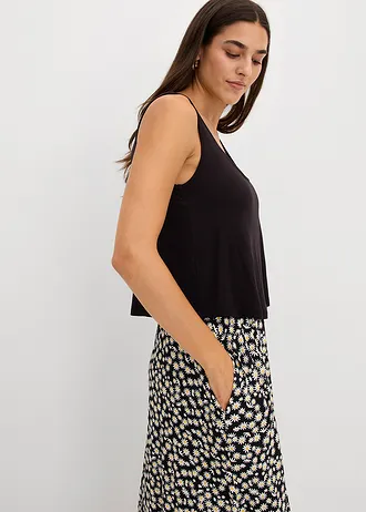 Jersey jurk van een soepele viscose-elastanmix • zwart gebloemd • bonprix online shop