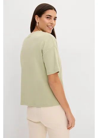 Tricou lejer din bumbac 100% • verde pal cu imprimeu • magazin bonprix