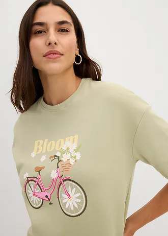 T-shirt ample 100% coton • vert pâle imprimé • Boutique bonprix