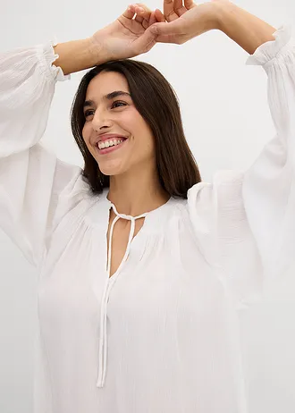 Blouse longue en viscose fluide • blanc • Boutique bonprix