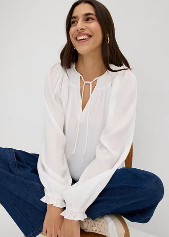 Blouse longue en viscose fluide • blanc • Boutique bonprix