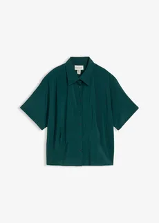 Bluzka z rękawami typu nietoperz, z mieszanki wiskozy • ciemnozielony • sklep bonprix