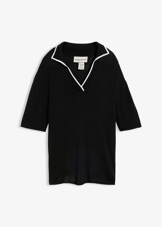 T-shirt polo en maille fine