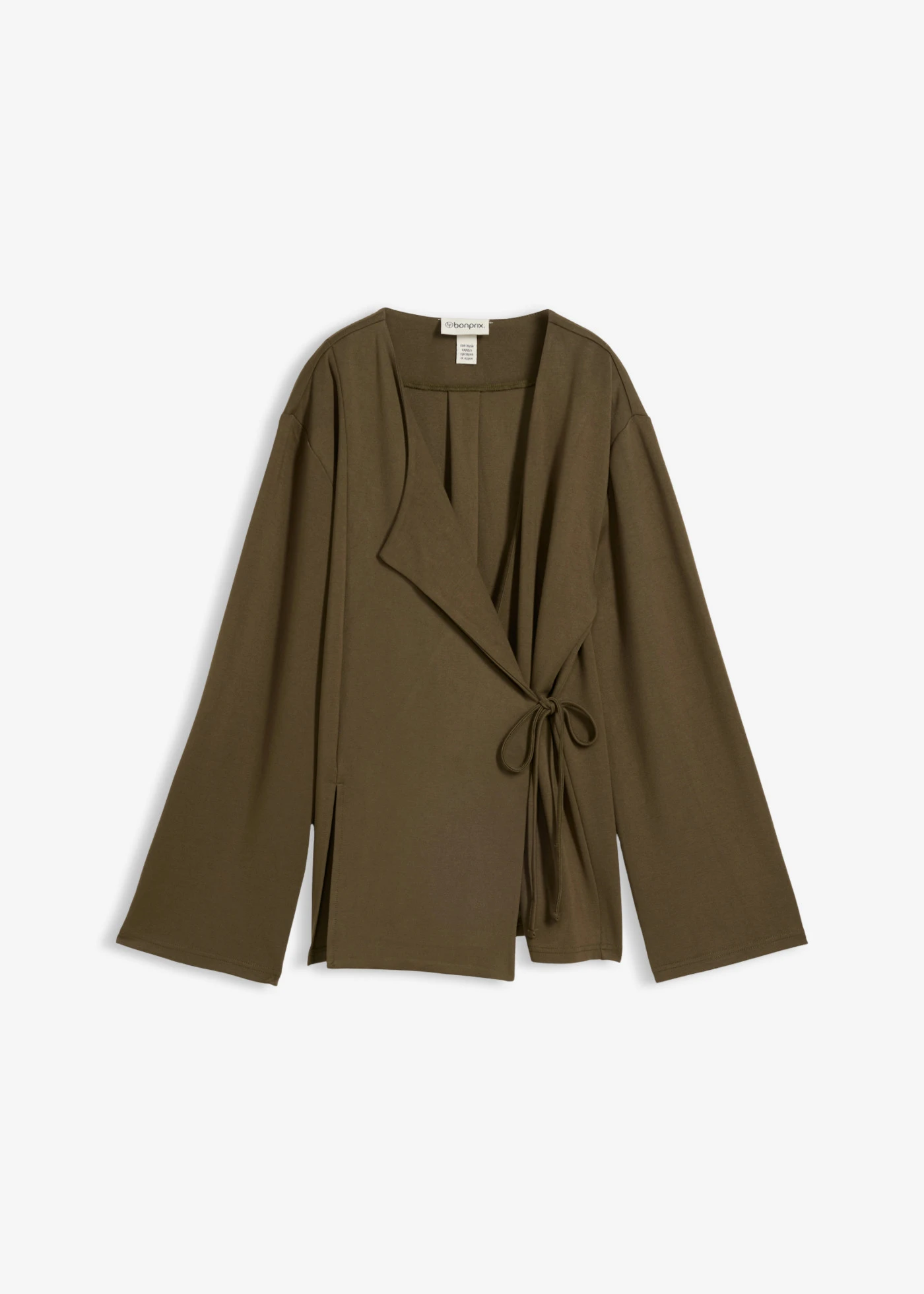 Blouse in een viscosemix met strikkoord • donkerolijfgroen • bonprix online shop