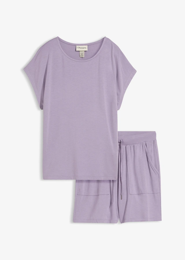 Bluză și pantaloni scurți din amestec moale de viscoză (set/2 piese)