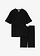 T-Shirt en korte legging van stretchkatoen (2-dlg. set), Kleur: zwart