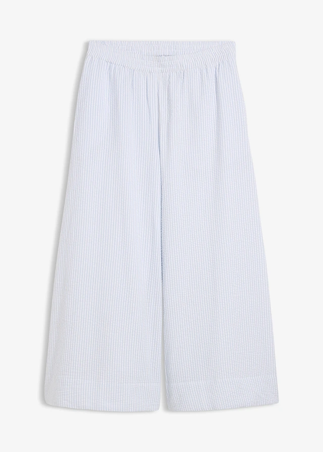 Jupe-culotte en seersucker, Couleur: bleu poudré-blanc rayé