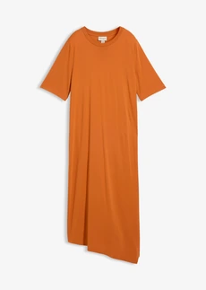 Sukienka T-shirtowa z asymetrycznym dołem z mieszanki modalu • terakota • sklep bonprix