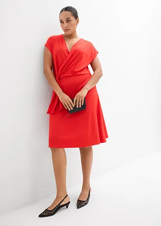 Robe midi en Punto di Roma, Couleur: fraise