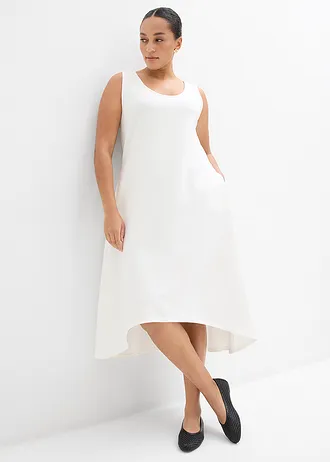 Jersey jurk van een soepele viscosemix, Kleur: wolwit