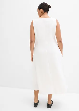 Jersey jurk van een soepele viscosemix, Kleur: wolwit