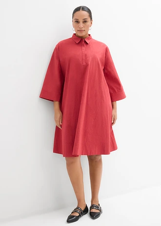 Rochie-bluză din bumbac organic 100%, culoare: roșu-cireașă