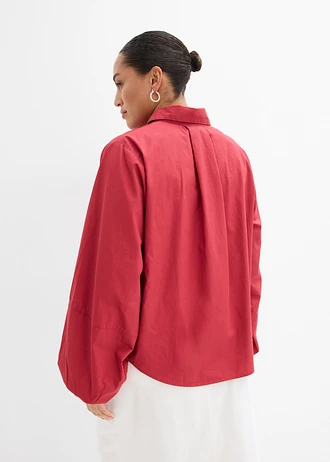 Bluză din bumbac organic 100%, culoare: roșu-cireașă