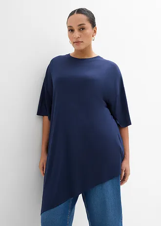 T-shirt doux en modal mélangé, Couleur: bleu foncé