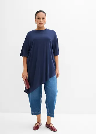 T-shirt doux en modal mélangé, Couleur: bleu foncé