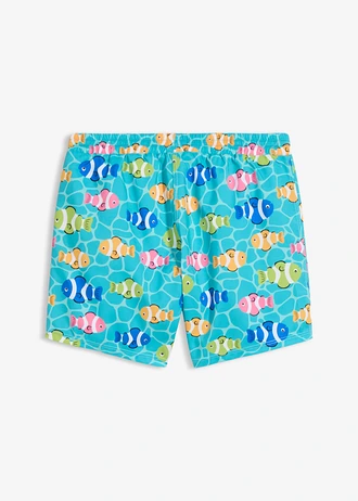 Zwemshort kort, Kleur: turkoois meerkleurige print