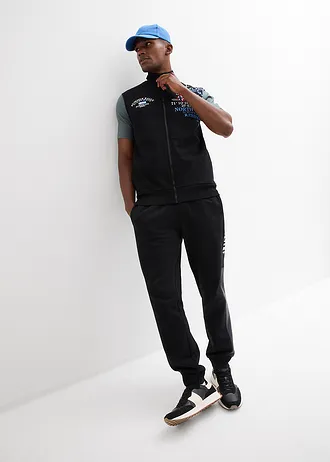 Sweat bodywarmer met opstaande kraag • zwart met print • bonprix online shop