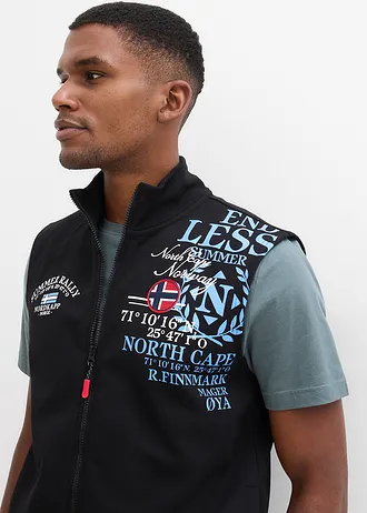 Vestă casual cu guler înalt • negru cu imprimeu • magazin bonprix