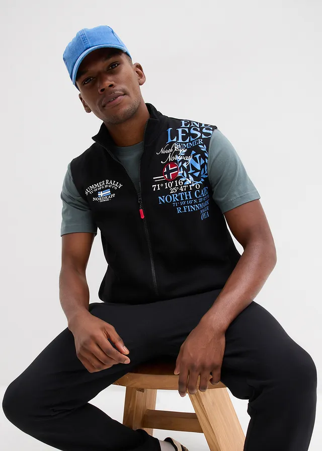Sweat zippé sans manches à col montant • noir imprimé • product-page.page-title-suffix