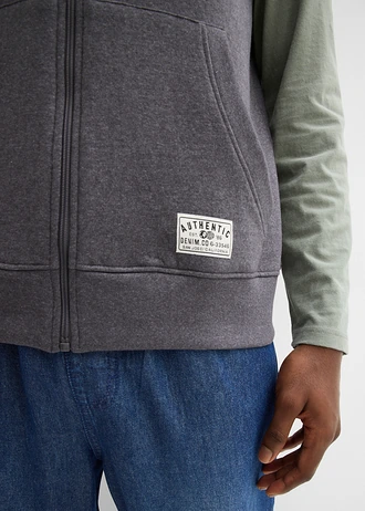 Mikinová vesta s kapucňou z mäkkého bavlneného mixu • bridlicovo sivá melírovaná • obchod bonprix