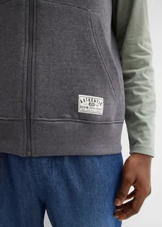 Vestă casual cu glugă din material moale cu bumbac • gri închis melanj • magazin bonprix