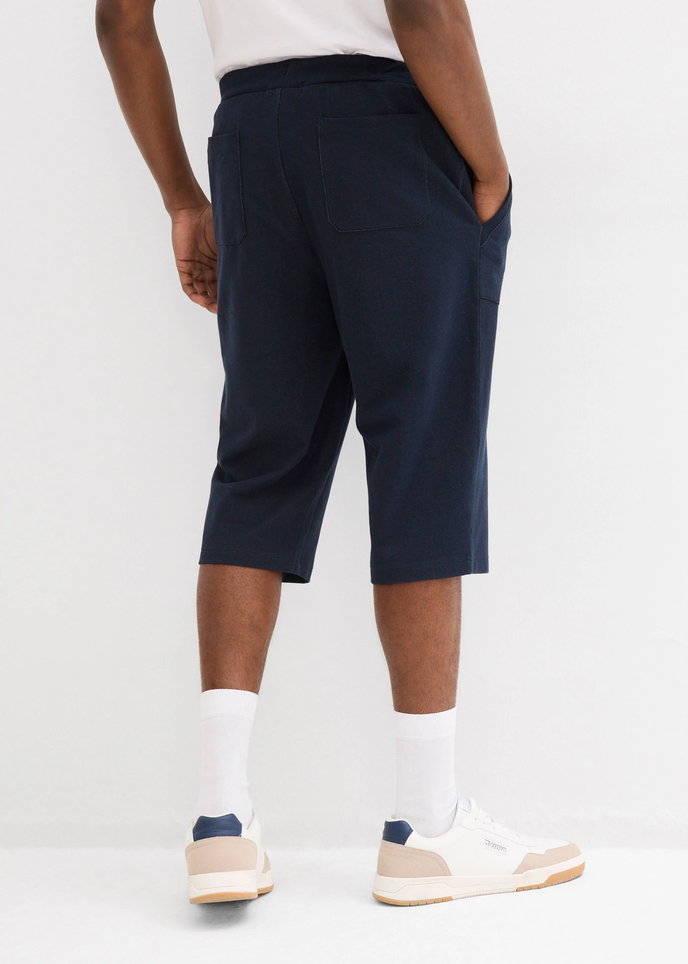 Sweat long bermuda in denimlook met elastische tailleband • donkerblauw • bonprix online shop