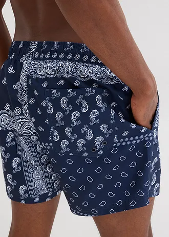 Short de bain avec poches • bleu foncé-blanc paisley • Boutique bonprix