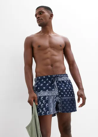 Short de bain avec poches • bleu foncé-blanc paisley • Boutique bonprix
