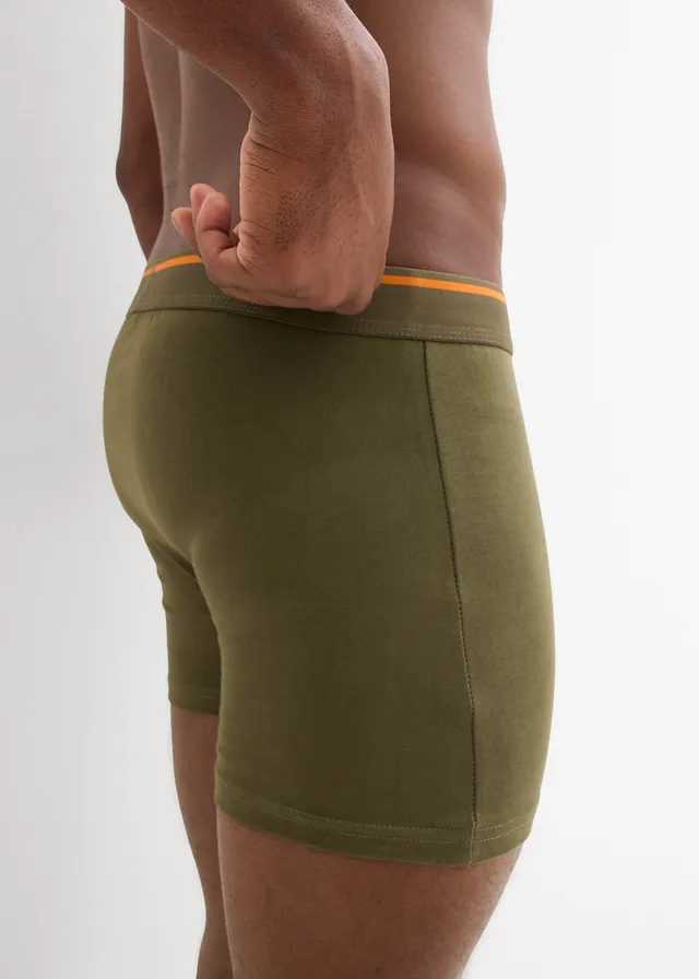 Boxershorts, strak, midi lengte, met katoen (set van 3) • zwart+donkerblauw+donkerolijfgroen • product-page.page-title-suffix