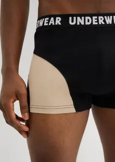 Přiléhavé boxerky s bavlnou  (3 ks v balení) • černo-khaki + tmavě modro-oranžová • bonprix obchod