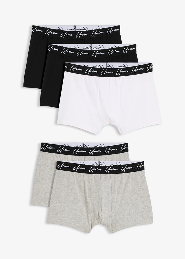 Lot de 5 boxers, Couleur: noir + gris clair chiné