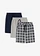 Pantaloni de pijama scurți (3 buc.), culoare: bleumarin cadrilat + bleumarin + gri melanj
