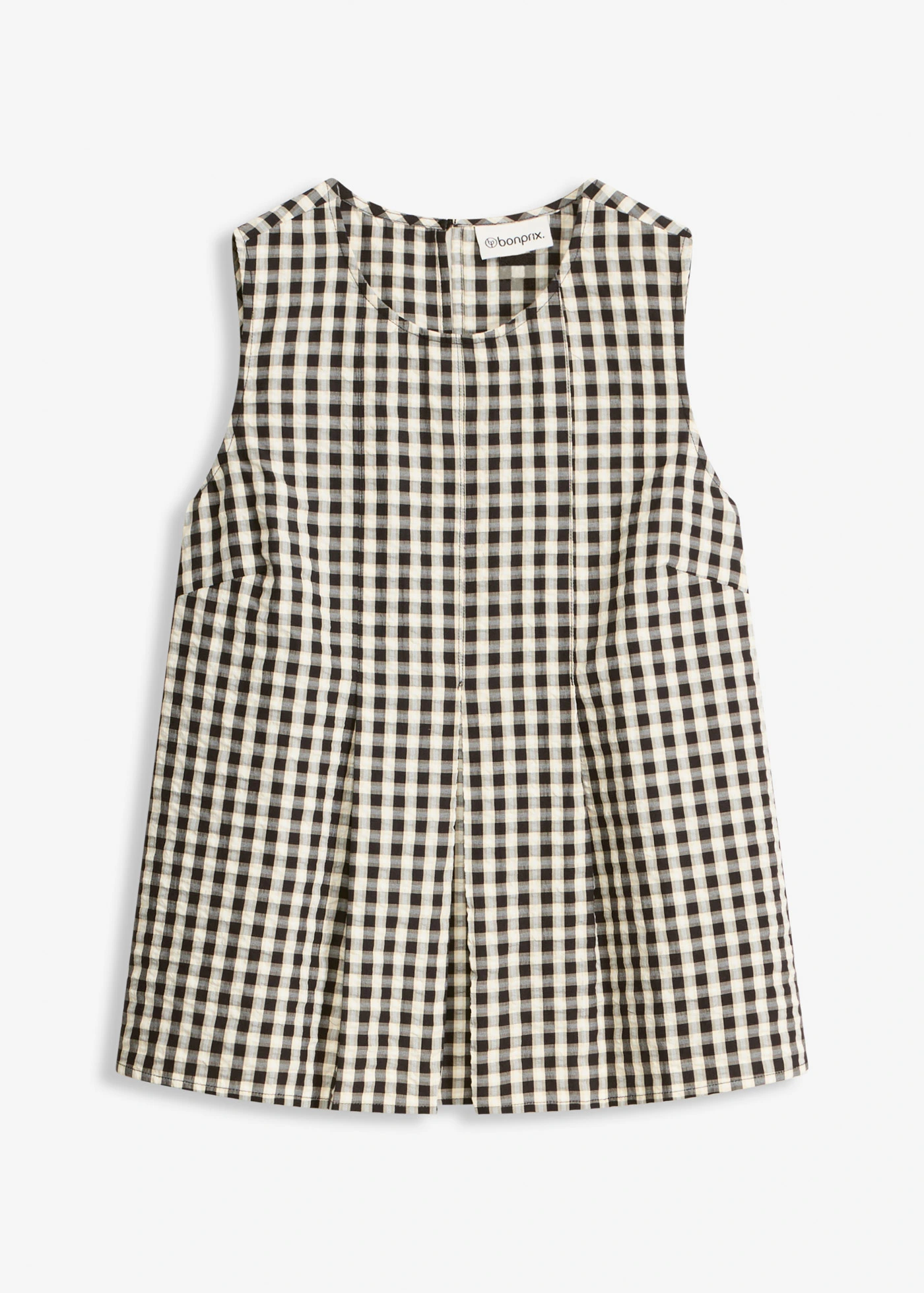 Blousetop geruit • vanillegeel-zwart geruit • bonprix online shop