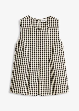 Kockás blúz top • vaníliasárga-fekete kockás • bonprix áruház
