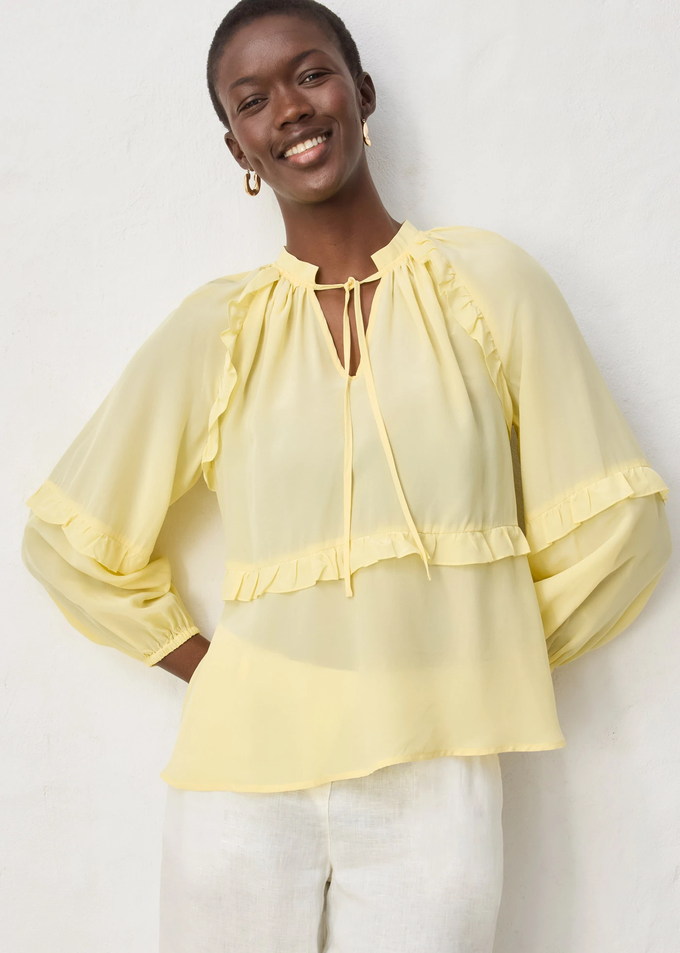 Tuniek met zijde • lichtgeel • bonprix online shop