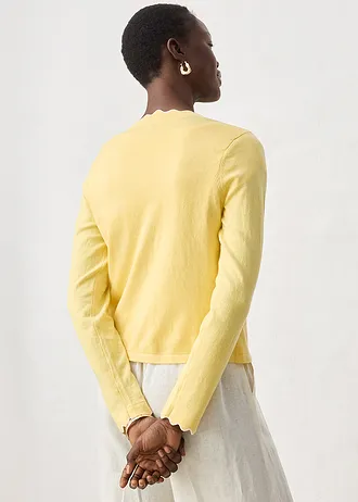 Gilet en fine maille contenant de la soie • jaune clair-blanc cassé • Boutique bonprix