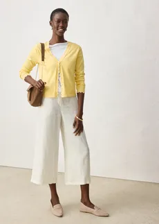 Gilet en fine maille contenant de la soie, Couleur: jaune clair-blanc cassé