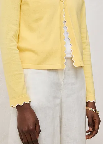 Gilet en fine maille contenant de la soie • jaune clair-blanc cassé • Boutique bonprix