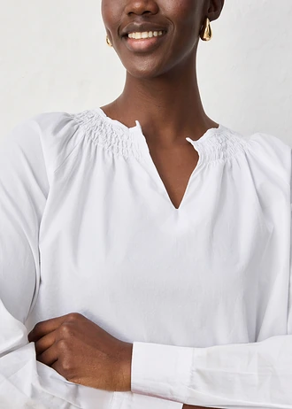 Tuniek met zijde, Kleur: wit