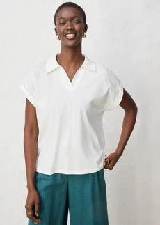 Wijd poloshirt met zijde • wolwit • bonprix online shop