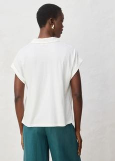 Wijd poloshirt met zijde • wolwit • bonprix online shop