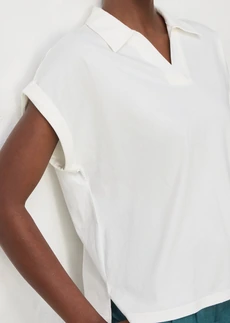 Wijd poloshirt met zijde • wolwit • bonprix online shop