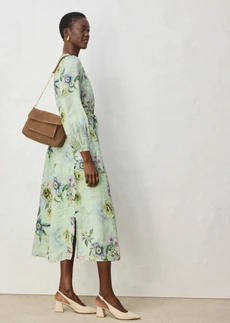 Maxi jurk van ramie • bleekgroen gedessineerd • bonprix online shop