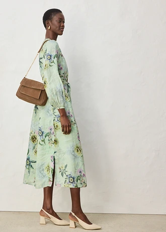 Maxi ruha Ramie anyagból • halványzöld-mintás • bonprix áruház