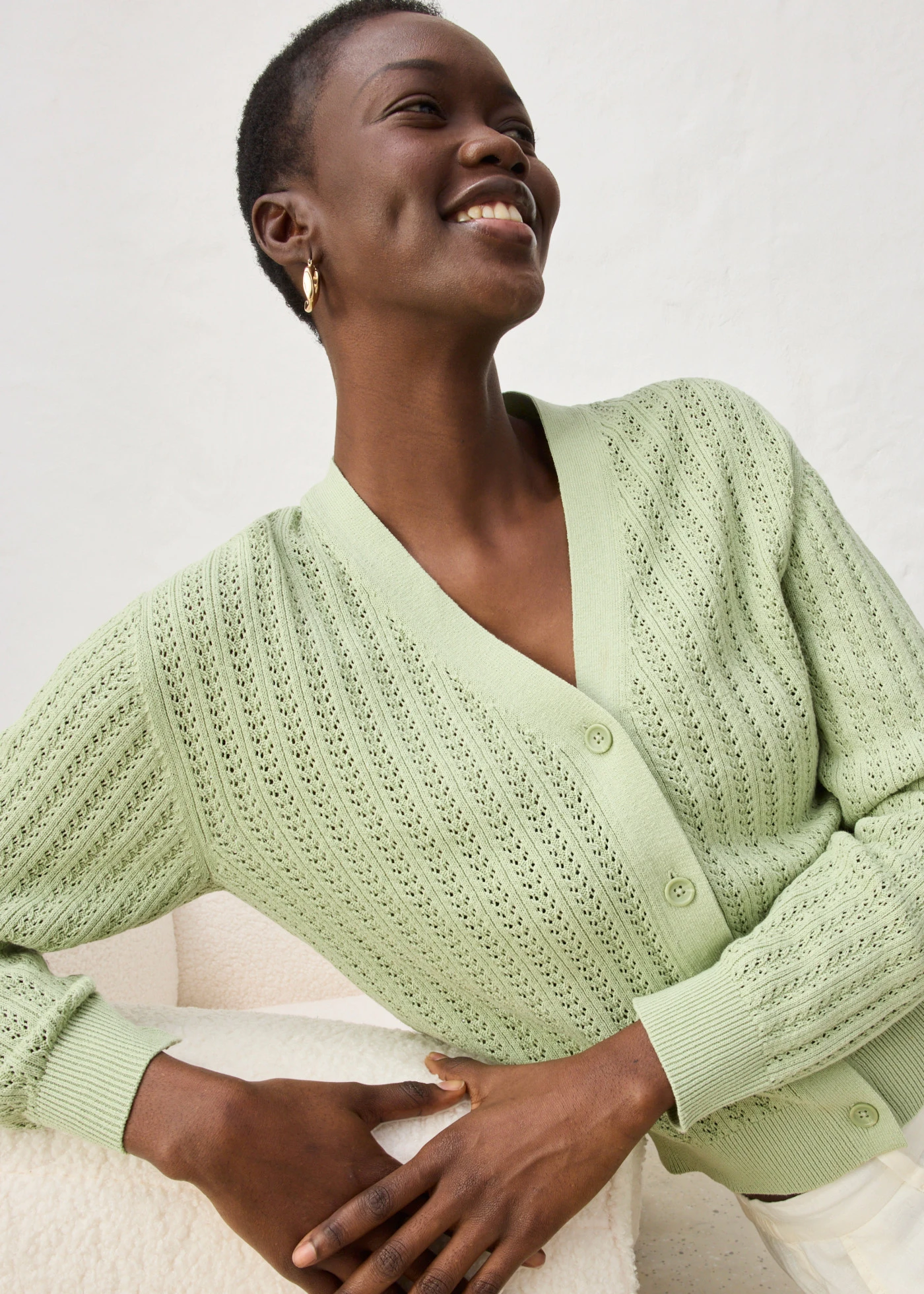 Ajour-vest met linnen • lichtgroen • bonprix online shop